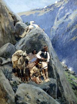 亨利 法尼 Apache Indians in the Mountains